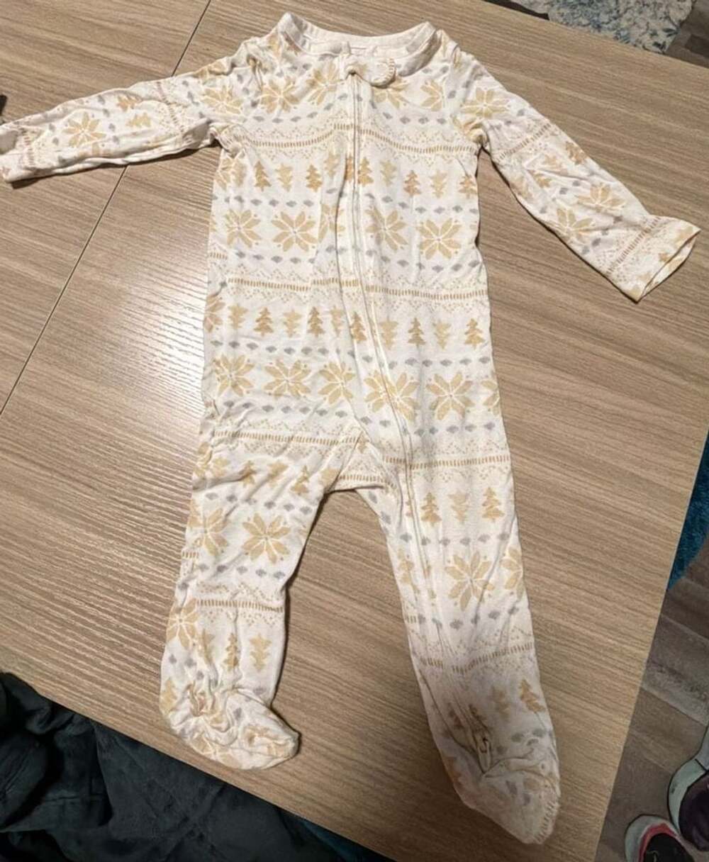 Carter's Bamboo 6-9M White Floral Snowflake Christmas Footie Pajamas